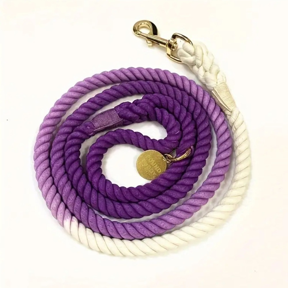 FOUND BUDDY ❤️‍🔥 NWT PURPLE OR BLUE AND GREEN ROPE LEASH WITH GOLD HARDWARE
